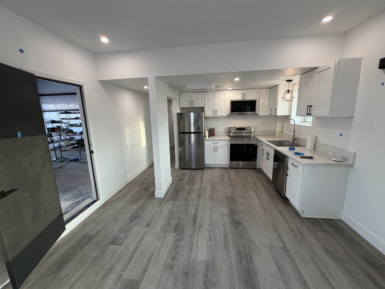 Living room opening to the hangar
