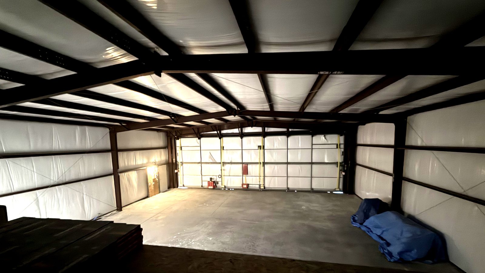 Looking across the hangar from the roof deck